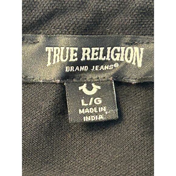 True Religion Damask Long Sleeve Polo Men's Size Large Preppy Casual - Picture 5 of 7